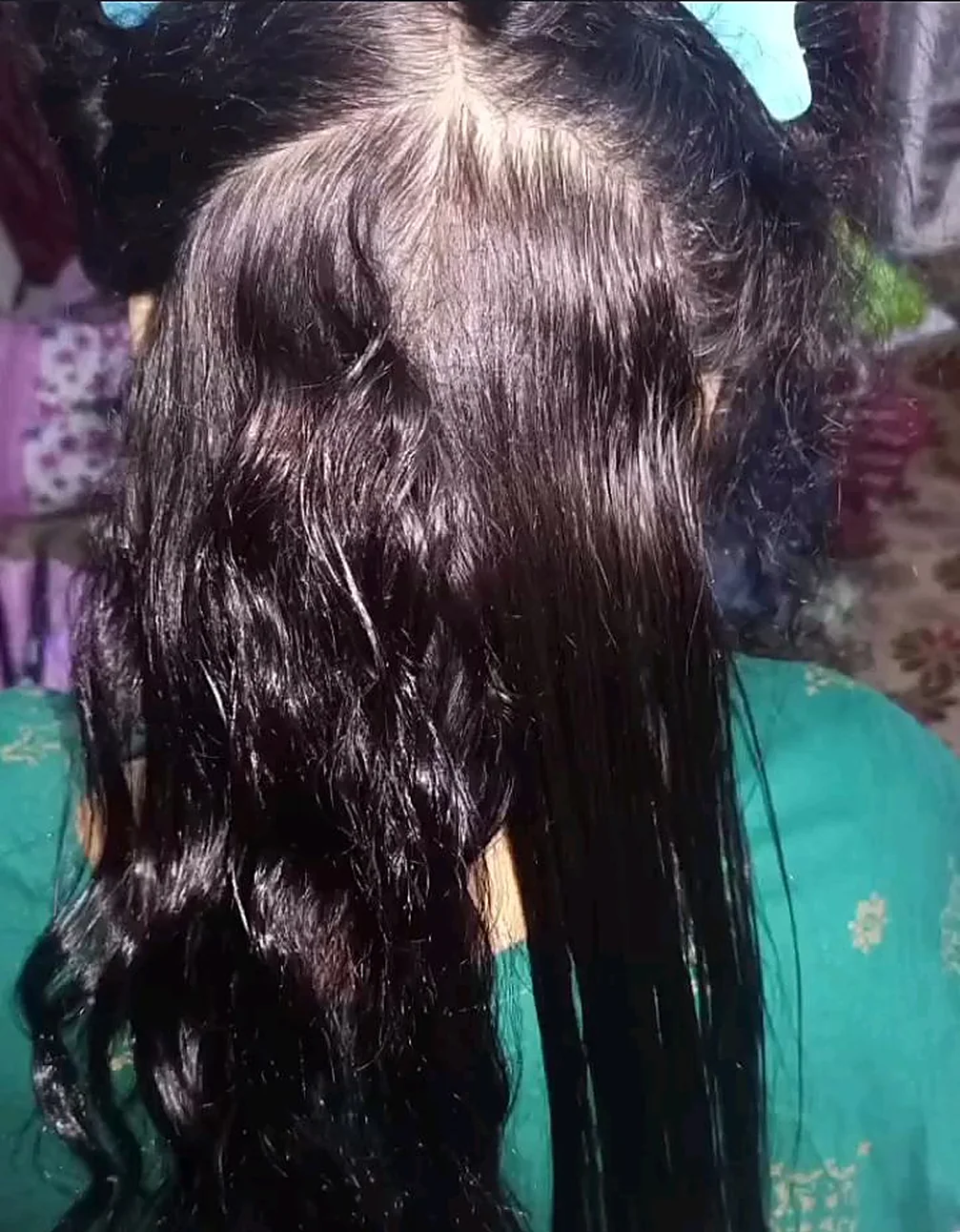Keratin treatment in progress