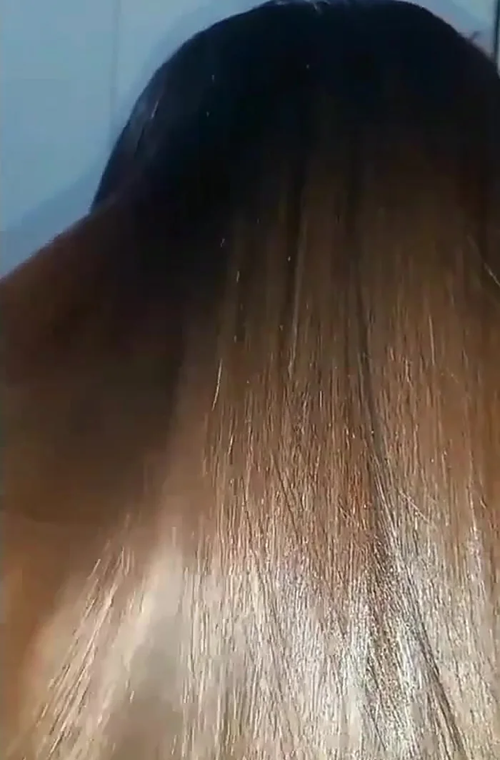 After rebonding: straight, glossy hair
