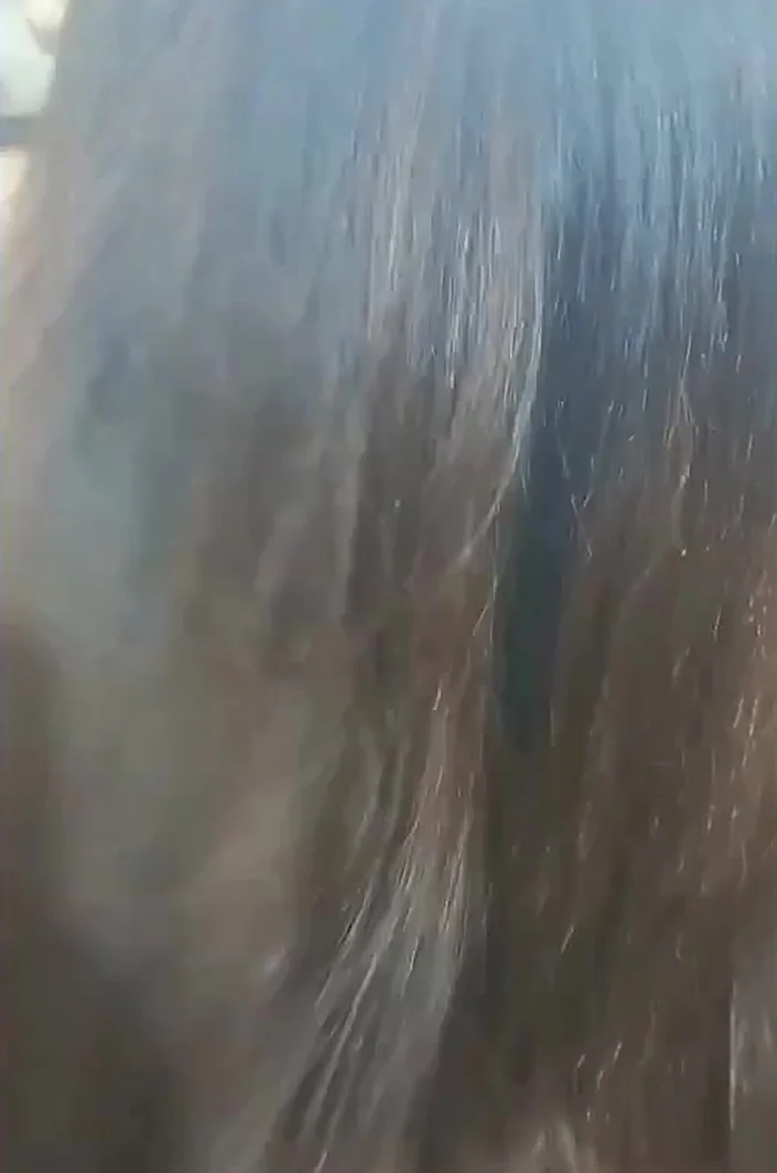 Before rebonding: frizzy, uneven hair